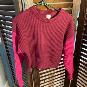 A New Day Chunky Knit Cropped Sweater Red Pink Size Small